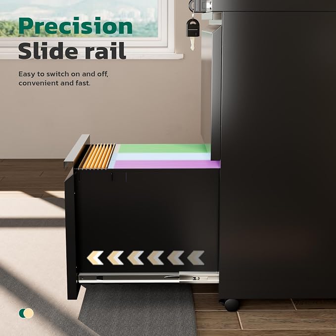 Greenvelly 2 Drawer Mobile File Cabinet - Image 8