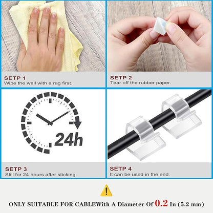 Cable Clips，100PCS Electrical Cord Management Adhesive Cable Wire Clip Wire - Image 5