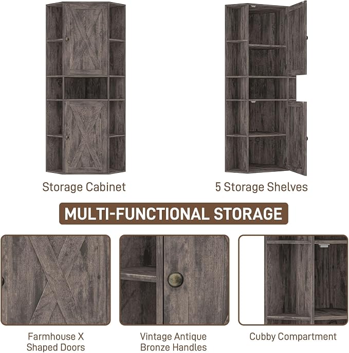 Farmhouse Corner Cabinet, Tall Corner Storage Cabinet - Image 5