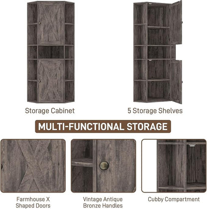 Farmhouse Corner Cabinet, Tall Corner Storage Cabinet - Image 5
