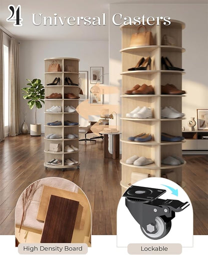 8 Tier Rotating Shoe Rack Tower Organizer Spinning Lazy Susan Rack | - Image 5