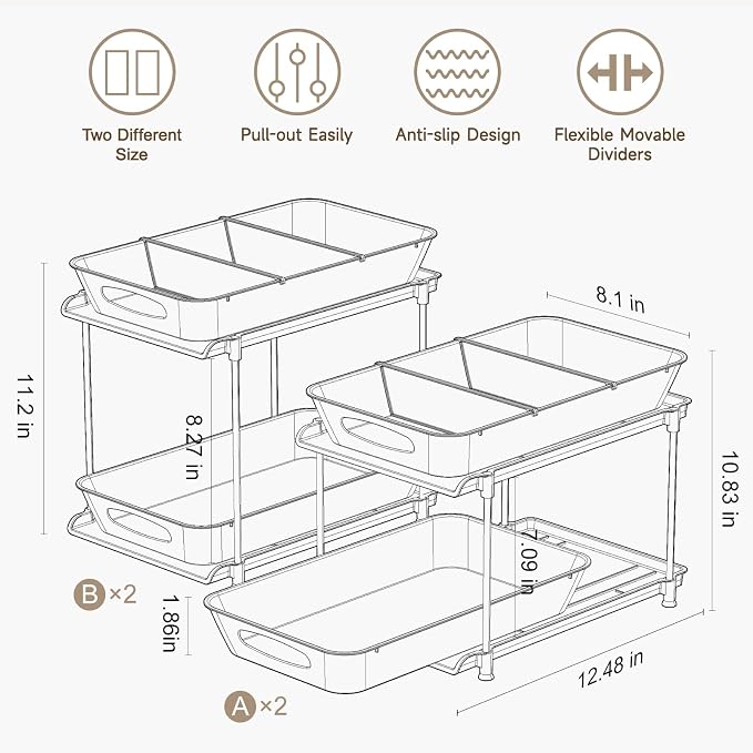 Sevenblue 4-Pack 2-Tier Under Sink Organizer - Image 2