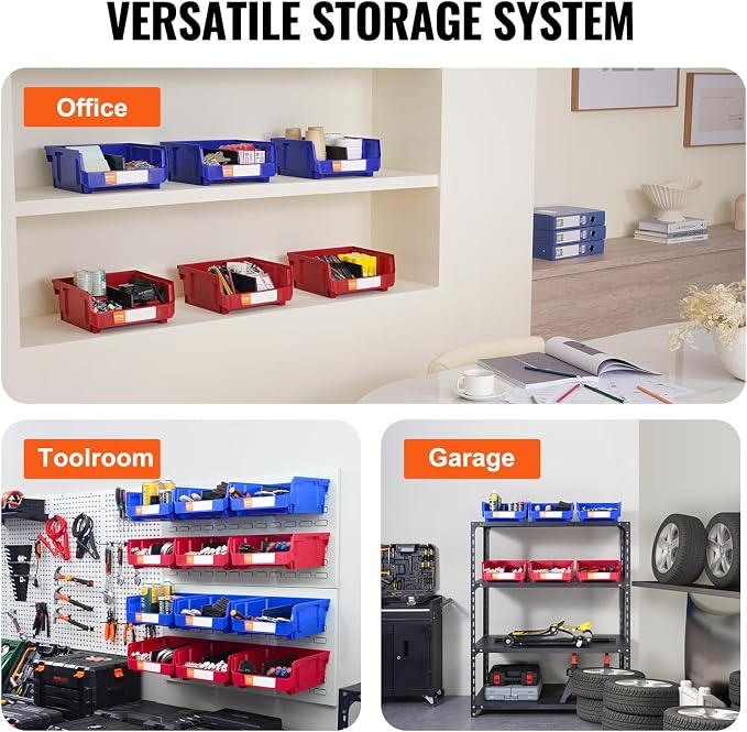 VEVOR Plastic Stackable Storage Bins 6 Pack, Hanging Storage Organizer Bins - Image 6