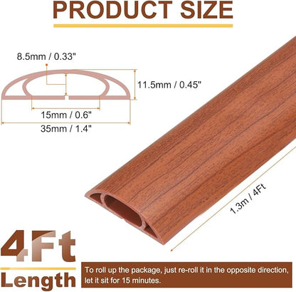 HARFINGTON 4ft Cord Cover Floor W0.6 x H0.33 Inner Channel PVC Hide Extension - Image 2