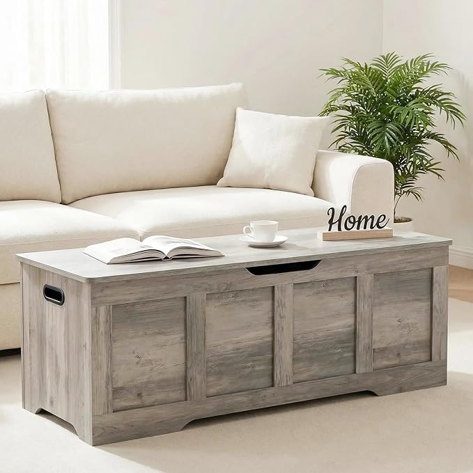Timberer 47.2" Wooden Storage Chest, Extra Large Storage Trunk | Storage Bench - Image 7