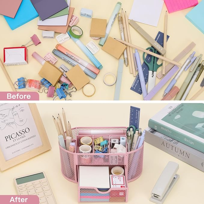 EOOUT Pink Desk Organizer, Pen Holder - Image 5