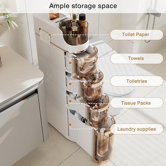 VECELO 4-Tier Slim Bathroom Storage Cabinet - Image 5