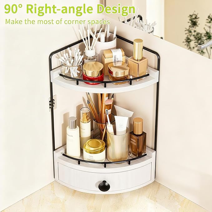2-Tier Corner Bathroom Counter Organizer - Image 6