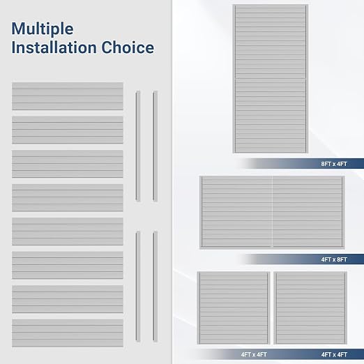 Slatwall Panel 8 FT x 4 FT, Interlocking Slat Wall Paneling, Wall Mounted PVC - Image 8