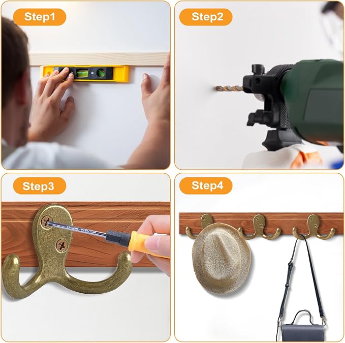 20 Pack Coat Hooks Wall Hooks for Hanging, Heavy Duty Double Prong Metal Hook - Image 7