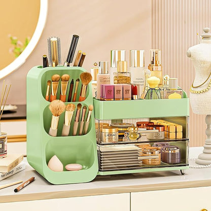 Makeup Organizer with Drawers, Large Capacity Countertop Organizer by KQJS