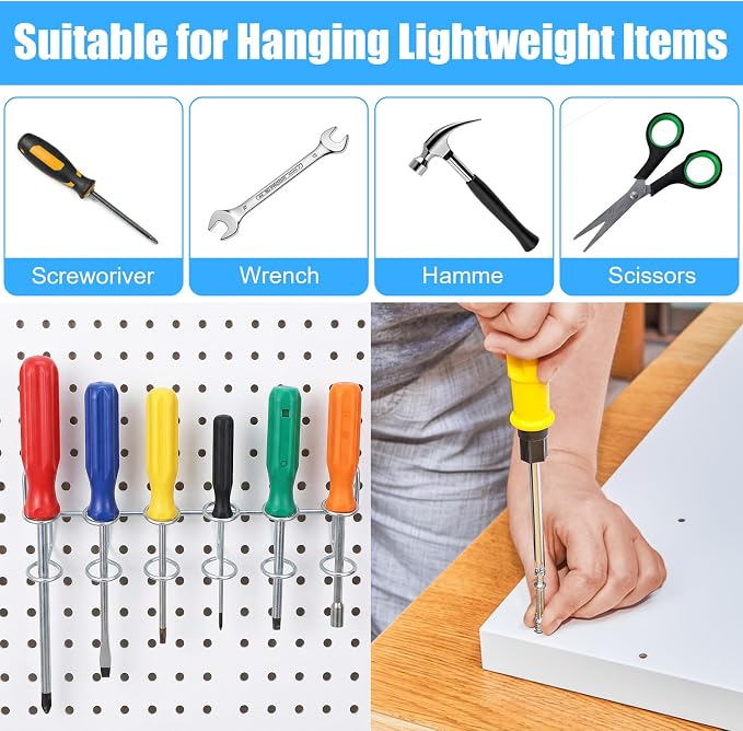 Kenaoeoe 9 Pcs Pegboard Screwdriver Holders Stainless Steel Multi-Ring Peg - Image 6