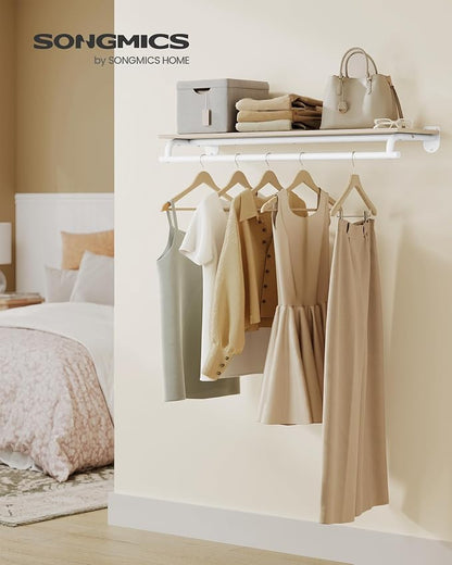 SONGMICS Clothes Rack with Top Shelf, Wall Mounted Clothing Rack, with Hanging - Image 2