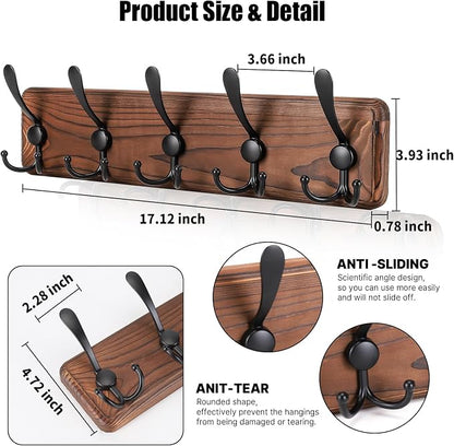 Kruodop Large Coat Rack Wall Mount Coat Hooks Coat Hanger - Image 2
