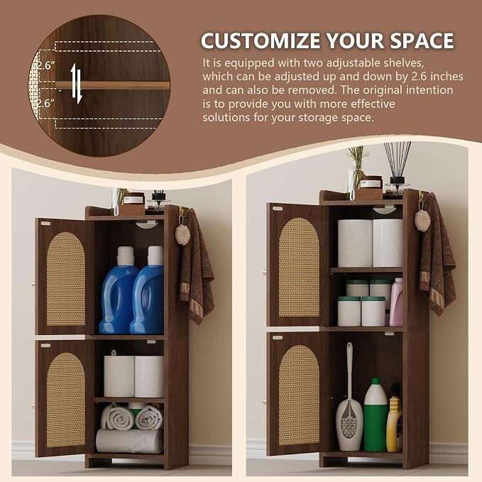 Arbuxzuy Rattan Bathroom Storage Cabinet - Image 7