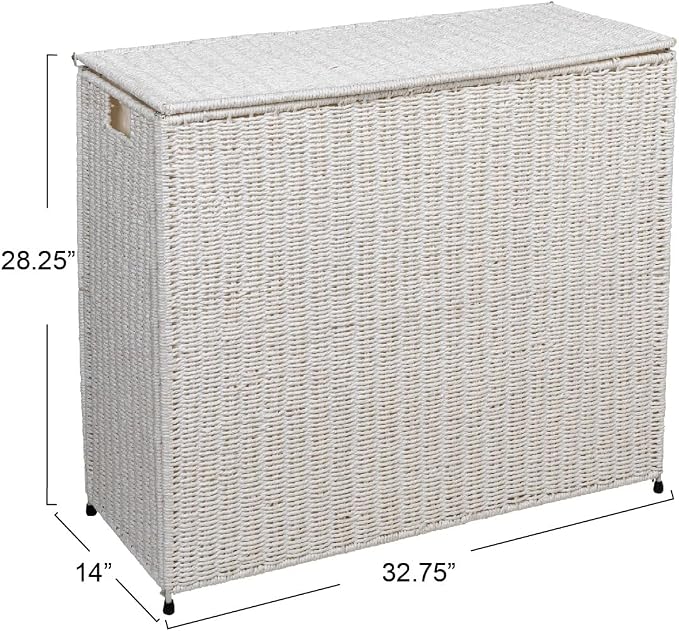 Household Essentials 3 Compartment Laundry Sorter, Wicker Laundry Sorter - Image 2