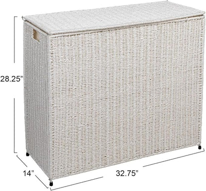 Household Essentials 3 Compartment Laundry Sorter, Wicker Laundry Sorter - Image 2