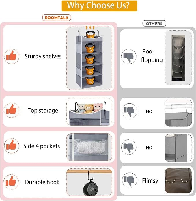 4-Shelf Hanging Closet Organizer and Storage - Image 7