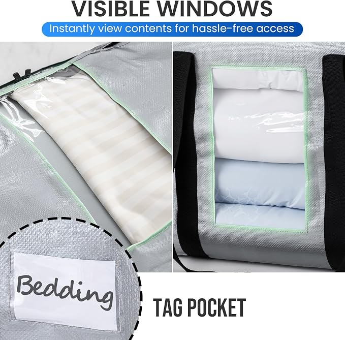 TAILI 2 Tier Extra Large Moving Bags, 4 Pack Silver Heavy Duty Totes - Image 7
