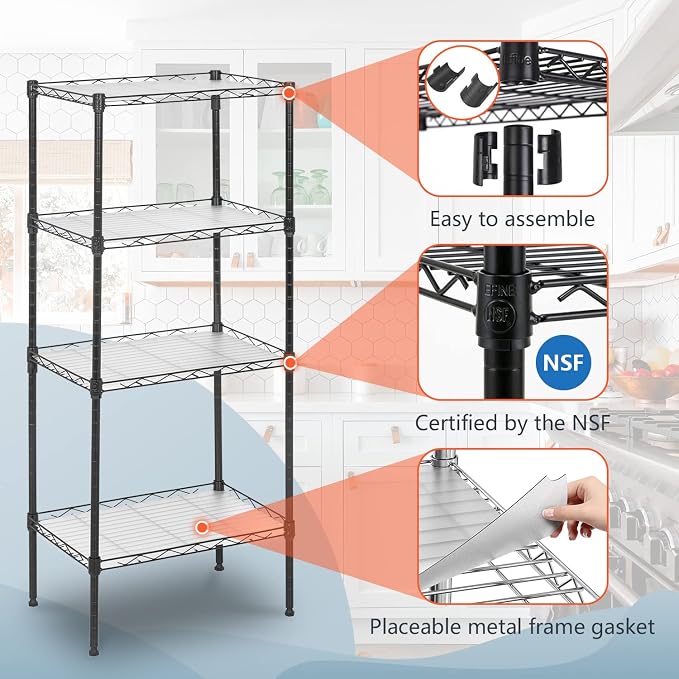 FDW 18L x 12W x 44H Wire Shelves Metal Shelf - Image 5