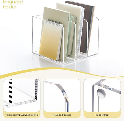 Acrylic Magazine Holder, Magazine File Holder Sorter Rack Workspace Organizers - Image 7