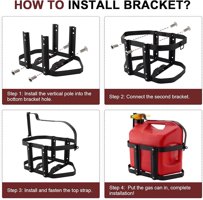 5 Gallon Gas Can Holder, Metal Steel Fuel Container Mount Bracket Compatible - Image 8