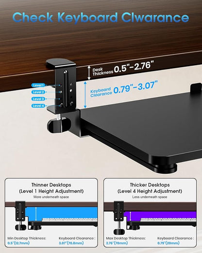 Large Keyboard Tray Under Desk, Pull Out Keyboard & Mouse Tray - Image 8