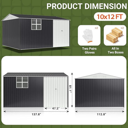 Polar Aurora 10X12 FT Metal Outdoor Storage Shed - Image 2