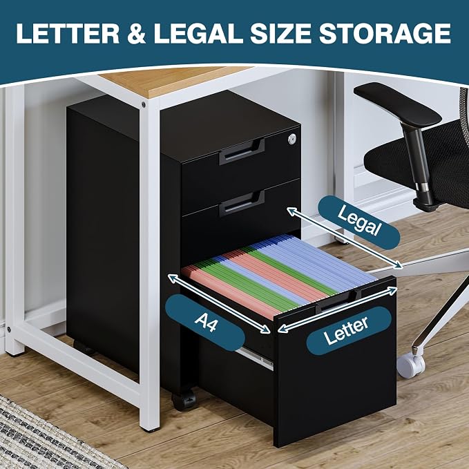 MIIIKO 3 Drawer Filing Cabinet - Image 4
