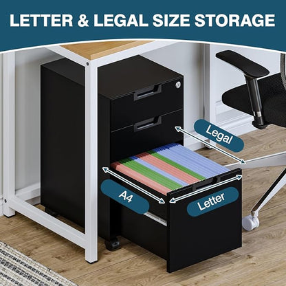 MIIIKO 3 Drawer Filing Cabinet - Image 4