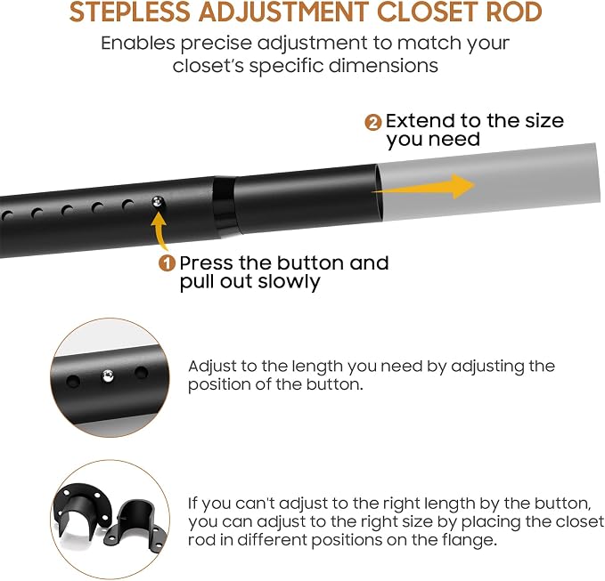 Adjustable Closet Rod, 16 to 72 Inche Closet Rods - Image 3