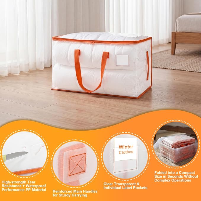 KYODOLED 10-Pack Clear Moving Bags Heavy Duty Extra Large, Storage Totes - Image 9