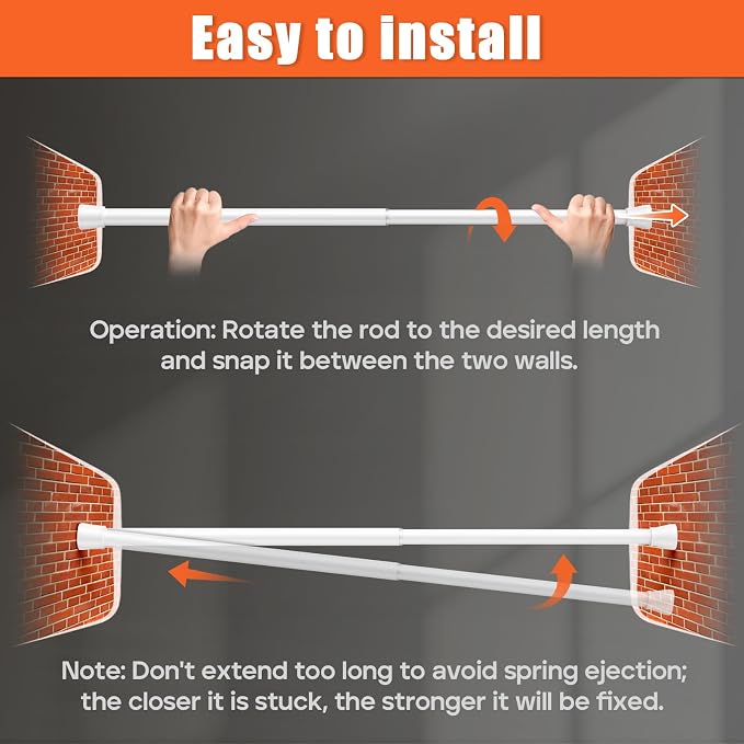 AIZESI White 1pcs Adjustable Spring Curtain Rods - Image 7