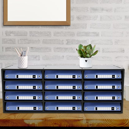 12 Compartments Literature Organizer, Desktop File Sorter Mail Center Paper - Image 4