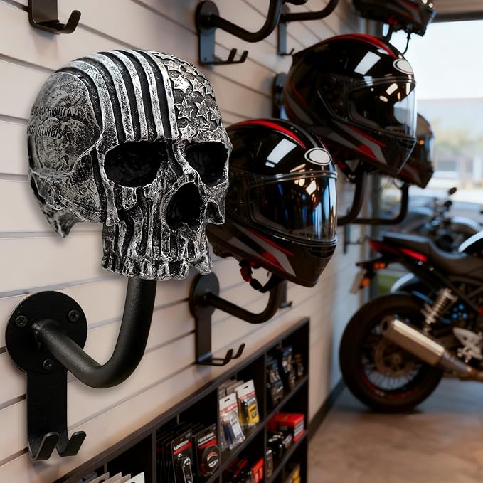 Helmet Holder, Skull Helmet Holder Wall Mount Helmet Rack - Image 4