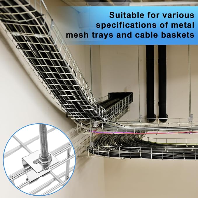 20 Pcs Wire Mesh Cable Tray Ceiling Hanging Hook, Basket Tray Ceiling Support - Image 6