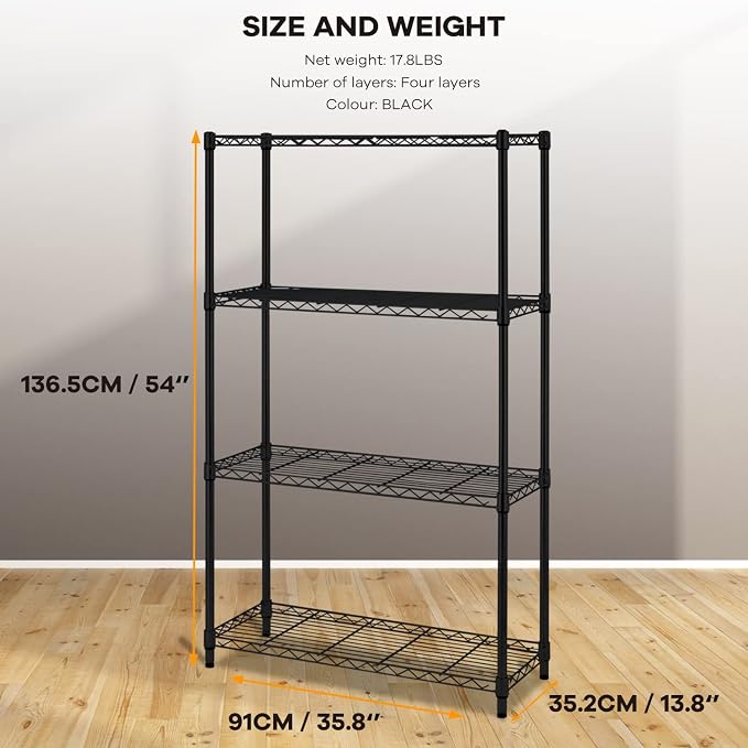 NChanmar 4 Tier Wire Shelving Unit Storage Shelves Shelf Organizer 54"x36"x14" - Image 3