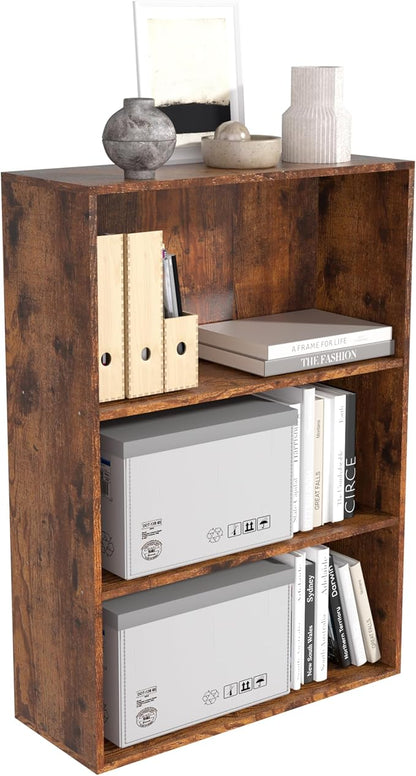 Wooden 3 Cube Storage Organizer, 3 Tier Low Bookcase Storage Display Organizer by NewBeth