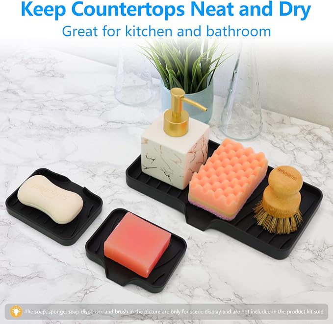 3-Pack Silicone Soap Dish, Sponge Holder - Image 2