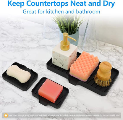 3-Pack Silicone Soap Dish, Sponge Holder - Image 2