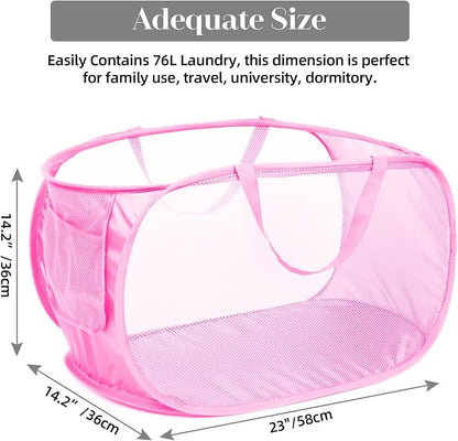 Durable Collapsible Laundry Baskets, Mesh Pop Up Laundry Hamper - Image 3