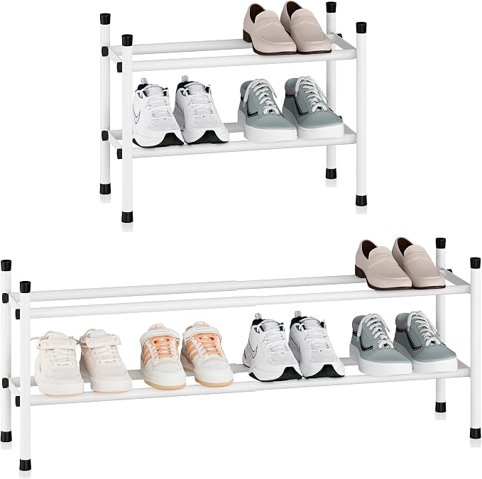 STORAGE MANIAC Expandable Shoe Rack, 8 Pairs Stackable Small Shoe Rack by STORAGEMANIAC