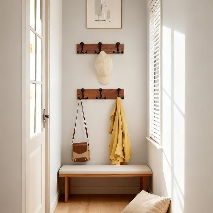 SKOLOO 17-Inch Wood Coat Rack Wall Mount - Image 5