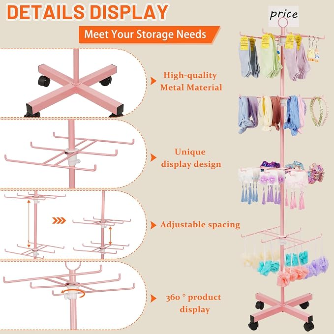 Retail Display Stand Rotating Display Stand 4 Tier Spinning Display Stand - Image 3