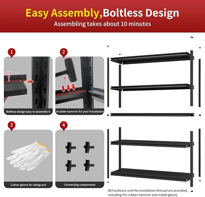 Metal Garage Shelving, Adjustable 5-Tier Heavy Duty Shelving, 3000 LBS Garage - Image 5