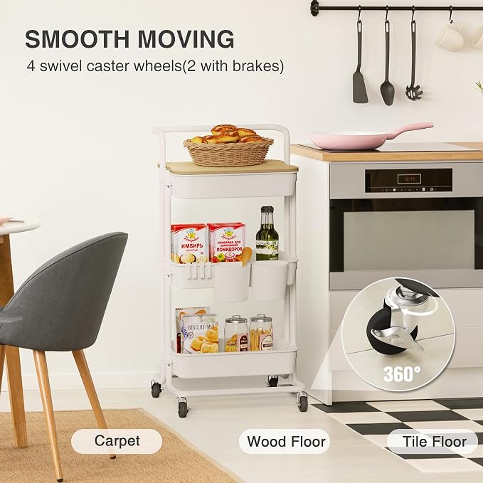 DTK 3 Tier Rolling Utility Cart - Image 4