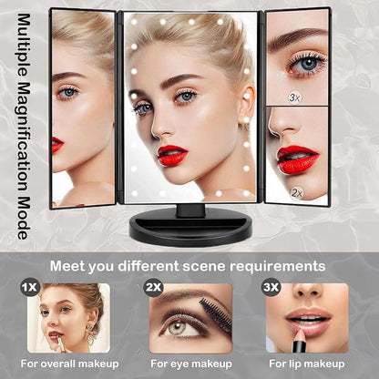 Tri-fold Lighted Vanity Makeup Mirror - Image 2