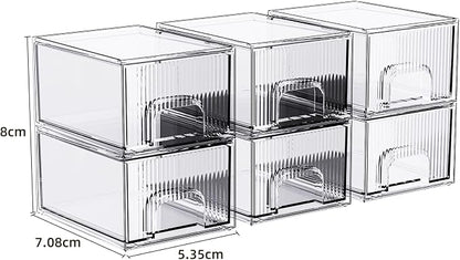 ZHIAI 6 Pack Clear Stackable Storage Drawer, Acrylic Drawer, Cosmetic Organizer - Image 3