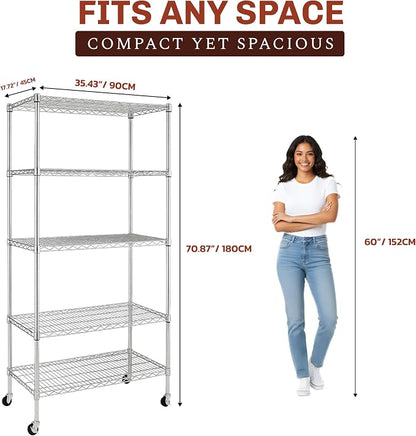 5-Tier NSF-Certified Steel Storage Shelves Rack - Image 2