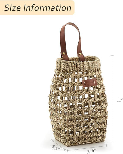 Woven Front Door Basket Water Hyacinth Wall Hanging Basket Decorative Boho - Image 2